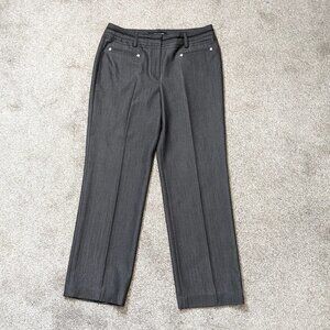 Women's "Larry Levine Stretch" Dark Gray, Zip Casual Career Pants; Size 8
